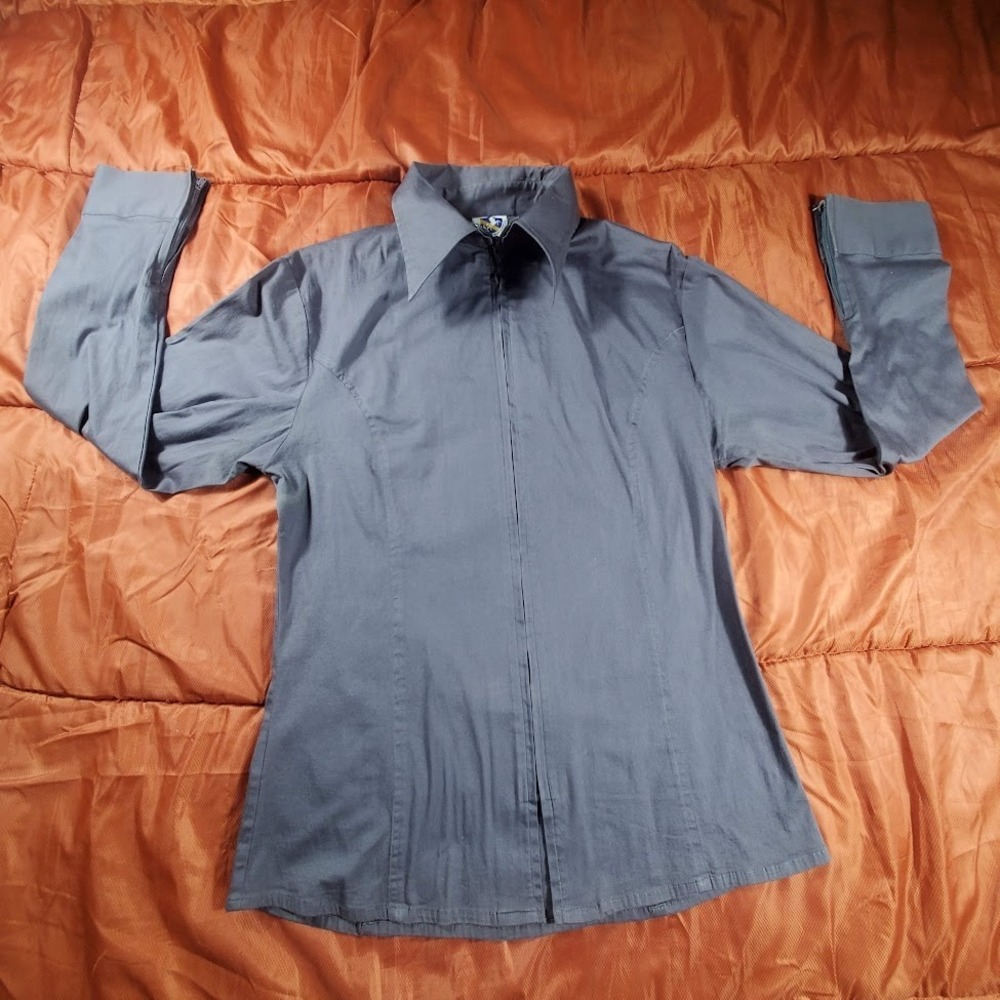 Royal Highness Women's XL Equestrian Western Zip Fitted Horse Show‎ Shirt Grey